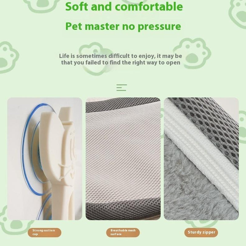 Folding Cat Hammock for Window Robust Metal Frame 4 Strong Suction Cups Foldable Machine Washable Bed Cat Window Perch for Cats and Small Dogs Cordless Design Reversible Covers 360° View - Apartment