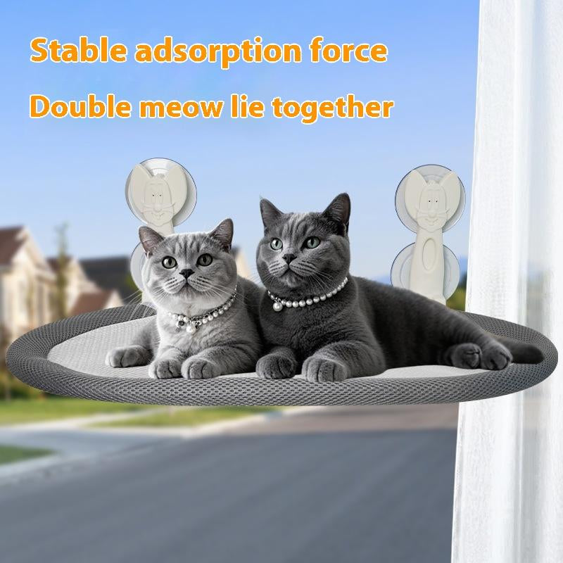 Folding Cat Hammock for Window Robust Metal Frame 4 Strong Suction Cups Foldable Machine Washable Bed Cat Window Perch for Cats and Small Dogs Cordless Design Reversible Covers 360° View - Apartment